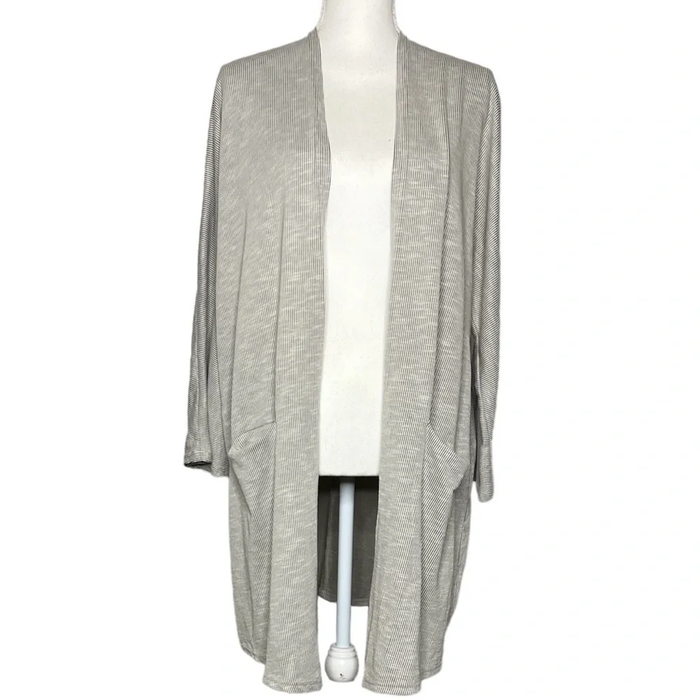 DONNI. Lightweight Open Front Stripe Cardigan - One Size